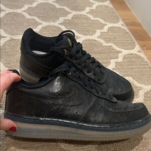 Lasered Nike Air Force One Black Men's Sneakers